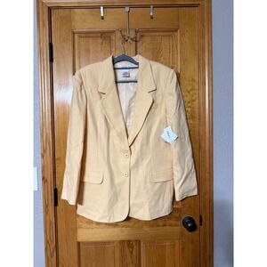 NEW Vintage Worthington Women's Yellow 100% Wool Blazer Jacket Size 18